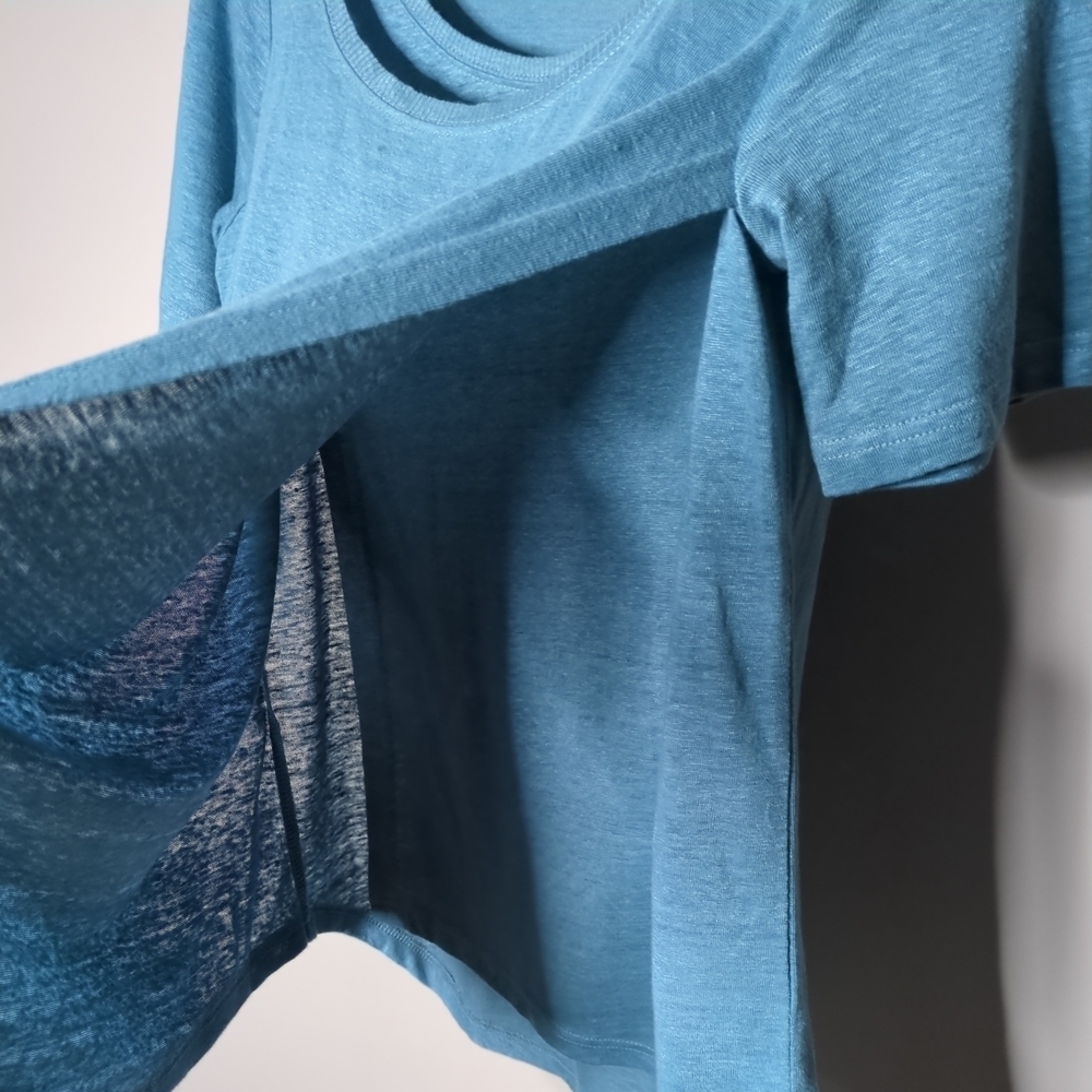 Poetry Blue Linen Asymmetric Layered T-Shirt‎ Size 2 - Picture 4 of 6